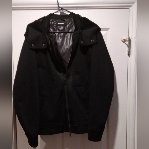 Diesel "D-Neyt" Black Denim/ Mesh Trim Detachable Hood Men's Jacket M - Picture 9 of 16